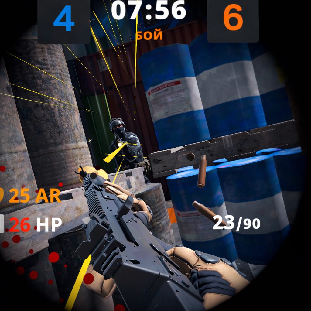 Реальный игровой кадр командного VR-шутера Sector W
